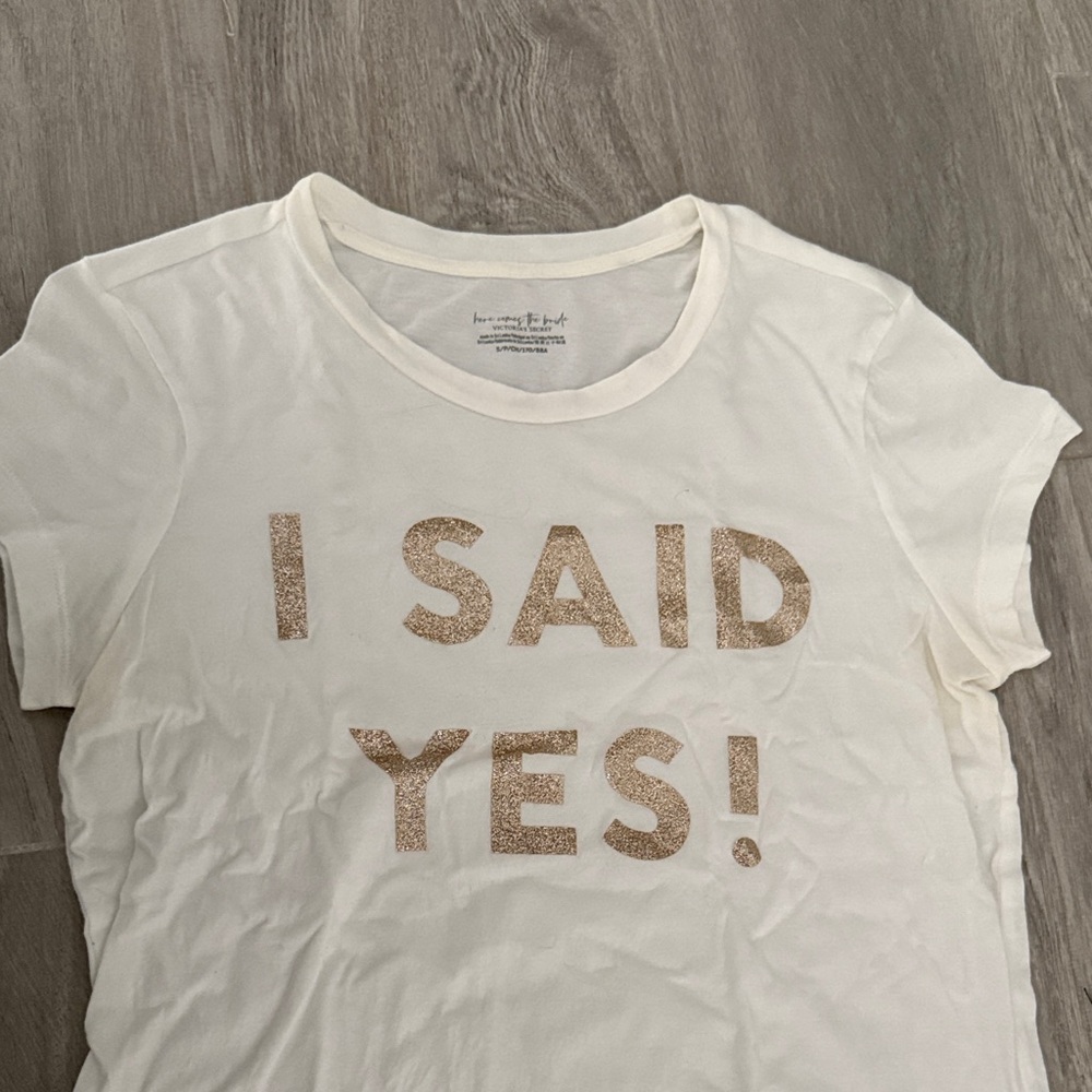 Victoria's Secret Cream Tee with Gold Lettering